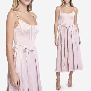Zimmermann Petal Pink Silk Corset‎ Midi Dress - Size 2 (Medium)